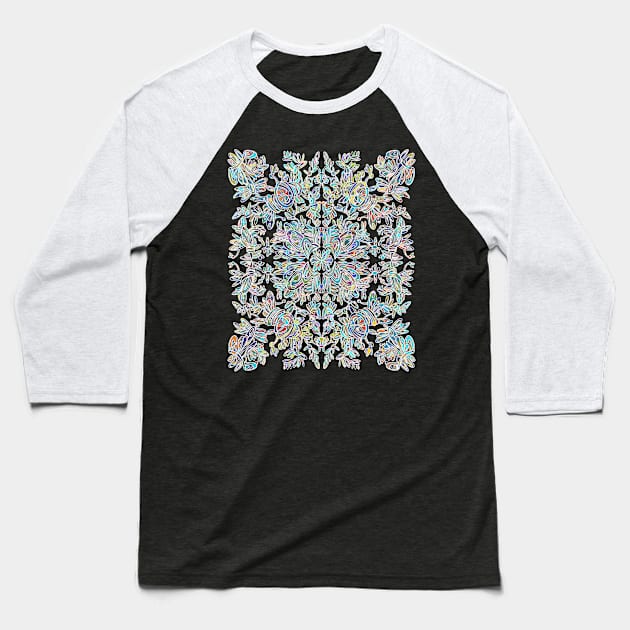 A symmetrical curvy white lined design in stained glass coloring Baseball T-Shirt by DaveDanchuk